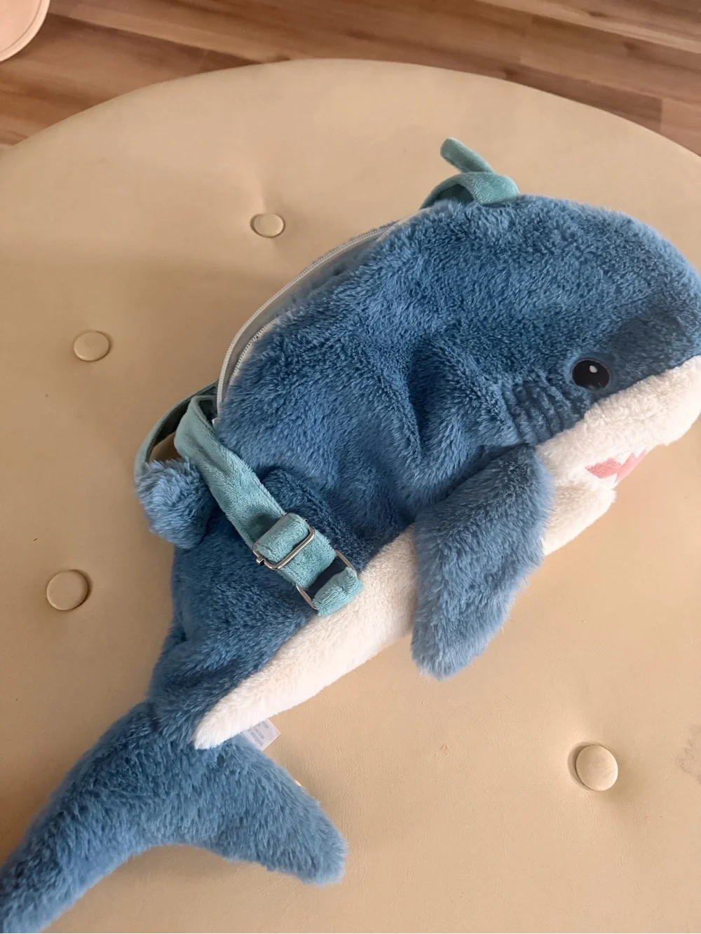 Plush Shark Backpack - Blue & White